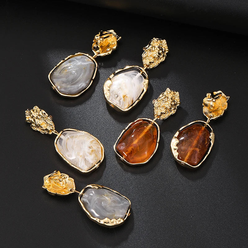 Peace Stone Clip Earrings