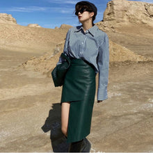 Load image into Gallery viewer, Faux Leather Skirt Asymmetric High Waist
