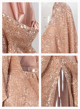 Load image into Gallery viewer, Sexy Rose Gold V-Neck Single Sleeve Sequins Dress
