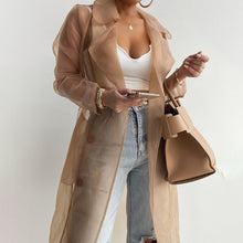 Load image into Gallery viewer, Sheer Mesh Buttoned Coat With Belt

