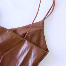 Load image into Gallery viewer, Evening Brown Faux Leather Dress
