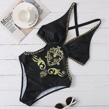 Load image into Gallery viewer, Classic Floral Patterns Swimwear for Women Seperated Bikinis One Piece Swimsuits Backless Sexy Retro Femme Beach Wear
