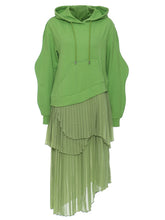 Load image into Gallery viewer, Green Irregular Pleated Long Dress New
