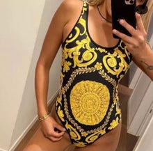 Load image into Gallery viewer, Classic Floral Patterns Swimwear for Women Seperated Bikinis One Piece Swimsuits Backless Sexy Retro Femme Beach Wear

