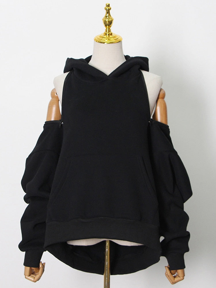 Hooded Hollow Out Sweatshirt New