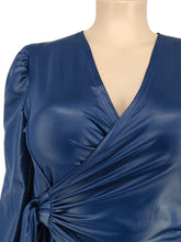 Load image into Gallery viewer, V Neck Plus Size Faux Leather Sets
