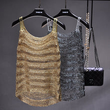 Load image into Gallery viewer, Women Gold Lurex Tank Tops
