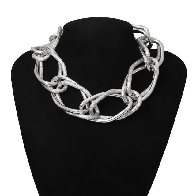 Punk Multi Layered Golden Chain Choker Necklace