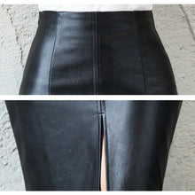 Load image into Gallery viewer, Black Faux Pencil Leather Skirt
