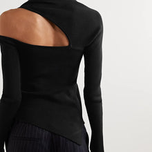 Load image into Gallery viewer, Black Sweater Irregular Collar New Fashion
