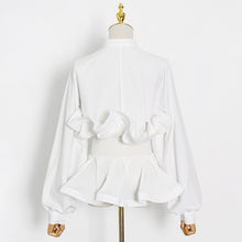 Load image into Gallery viewer, Elegant Patchwork Ruffle Sashes Blouse
