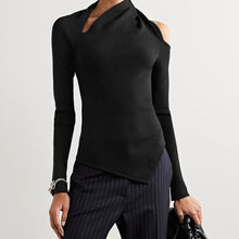 Load image into Gallery viewer, Black Sweater Irregular Collar New Fashion
