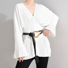 Load image into Gallery viewer, Women White Pleated Loose Fit Shirt
