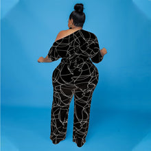 Load image into Gallery viewer, Jumpsuit Oblique Collar Geometric Print
