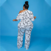 Load image into Gallery viewer, Jumpsuit Oblique Collar Geometric Print
