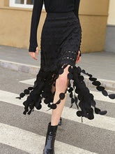 Load image into Gallery viewer, Black Hollow Out Tassels Elegant Skirt New Spring /Autumn

